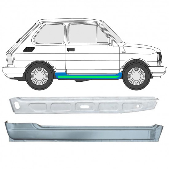 Opravný plech prahu vnútorný + vonkajší pre Fiat 126p 1972-2000 / Pravá 11716