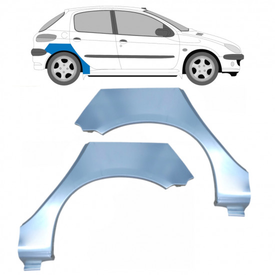 Lem zadného blatníka pre Peugeot 206 1998- / Ľavá+Pravá / Sada 9670