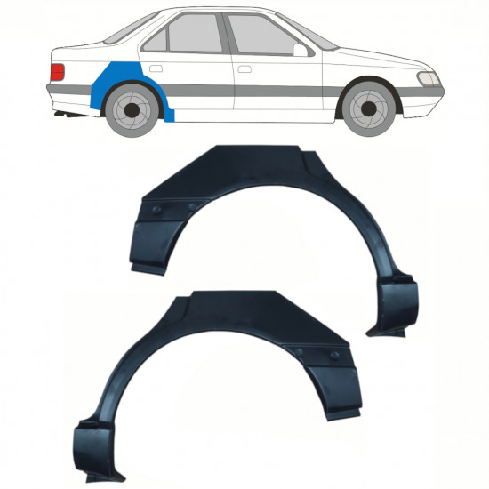 Lem zadného blatníka pre Peugeot 405 1987-1996 / Ľavá+Pravá / Sada 10783