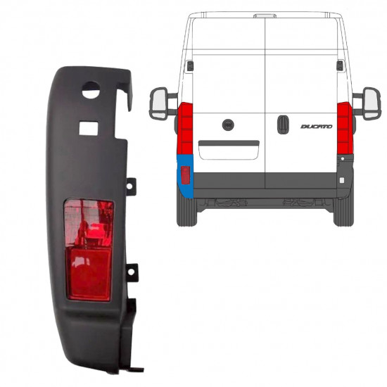 Roh zadného nárazníka so svetlom pre Fiat Ducato 2006-2018 / Ľavý /  10076