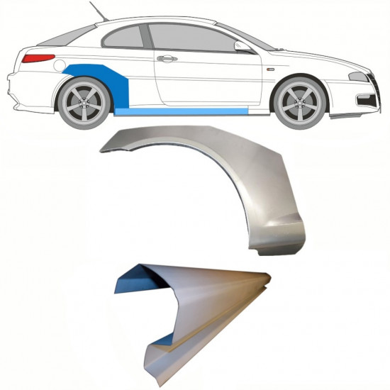 Opravný plech prahu + zadného blatníka pre Alfa Romeo Gt 2003-2010 / Pravá / Sada 8701