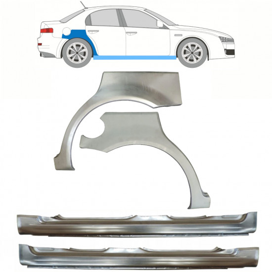 Celý prah + opravný plech zadného blatníka pre Alfa Romeo 159 2005-2012 / Ľavá+Pravá / Sada 10300