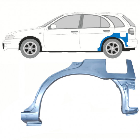 Opravný plech spodnej časti zadného blatníka za kolesom pre Nissan Almera 1995-2000 / Ľavý 10222