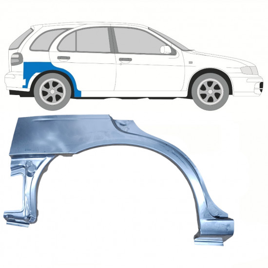 Opravný plech spodnej časti zadného blatníka za kolesom pre Nissan Almera 1995-2000 / Pravá 10221