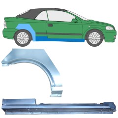 Opravný plech prahu + zadného blatníka pre Opel Astra G 1998-2009 / Pravá / COUPE / CABRIO / Sada 12592