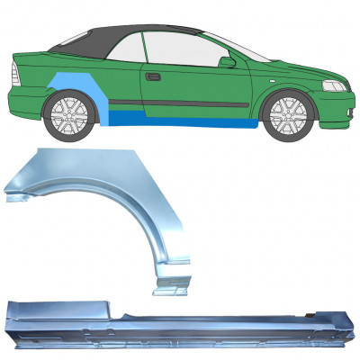 Opravný plech prahu + zadného blatníka pre Opel Astra G 2001-2006 CABRIO / Pravá / Sada 12592