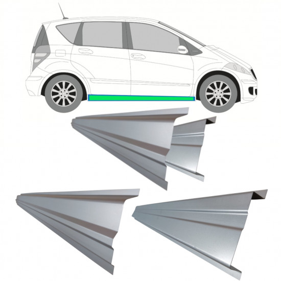 Opravný plech prahu vnútorný + vonkajší pre Mercedes A-class 2004-2012 / Vľavo = Vpravo (symetrické) 11156