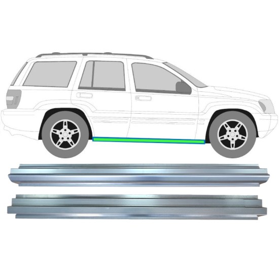 Opravný plech prahu vnútorný + vonkajší pre Jeep Grand Cherokee 1998-2005 / Vľavo = Vpravo (symetrické) / Sada 17005