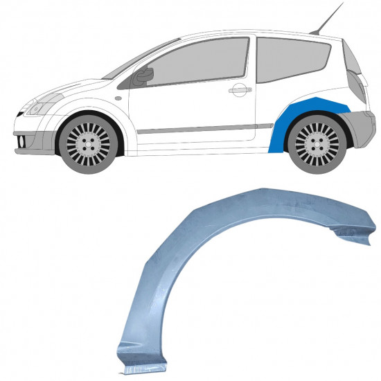 Lem zadného blatníka pre Citroen C2 2003-2009 / Ľavý 11384