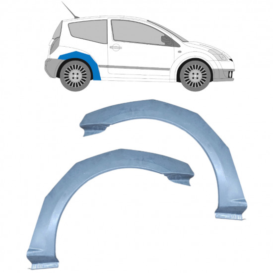 Lem zadného blatníka pre Citroen C2 2003-2009 / Sada 11385