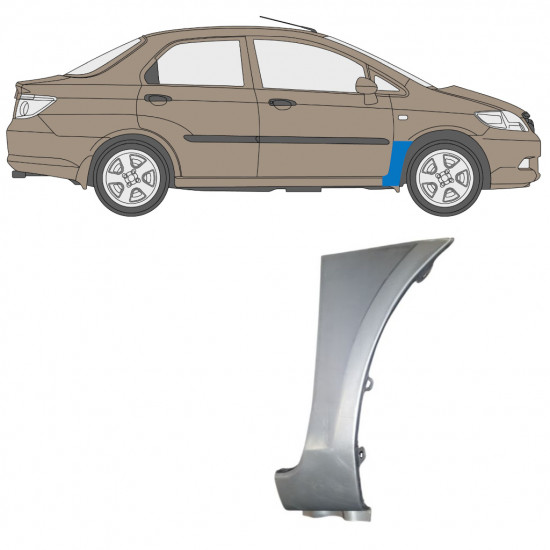 Opravný plech predného blatníka pre Honda City 2002-2008 / Pravá 7673