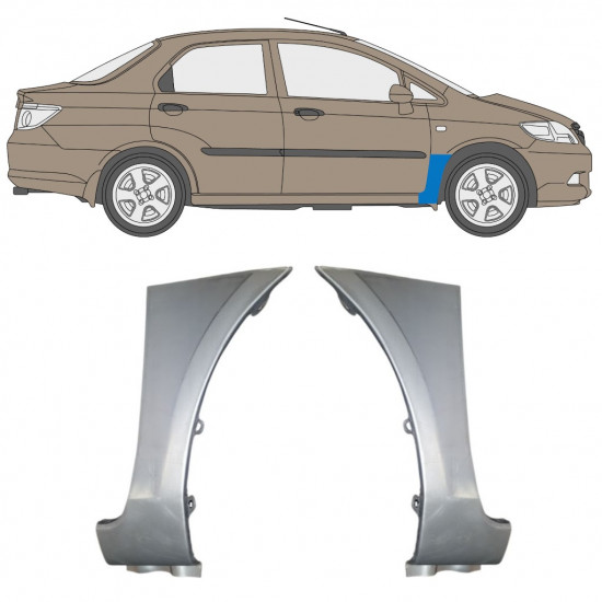 Opravný plech predného blatníka pre Honda City 2002-2008 / Ľavá+Pravá / Sada 10047