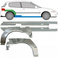 Opravný plech prahu + zadného blatníka pre Honda Civic 1991-1995 / Ľavá+Pravá / Sada 9539