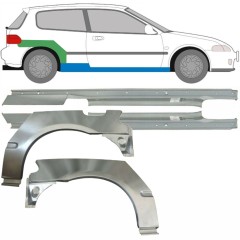 Opravný plech prahu + zadného blatníka pre Honda Civic 1991-1995 / Ľavá+Pravá / Sada 9539