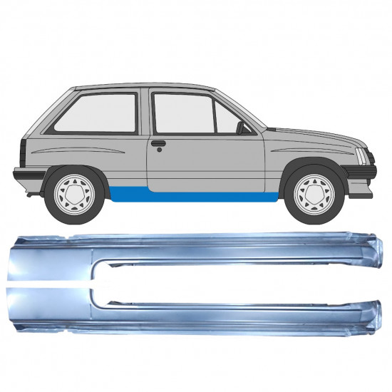 Kompletný prah pre Opel Corsa A 1982-1993  / Ľavá+Pravá / Sada 9793