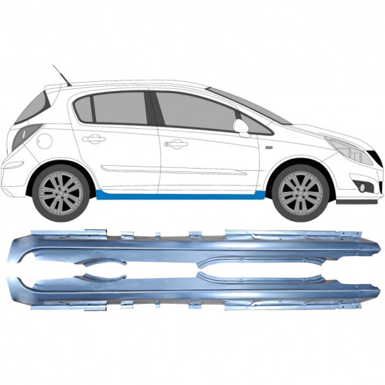 Opravný plech prahu pre Opel Corsa 2006-2015 / Ľavá+Pravá / Sada 10539