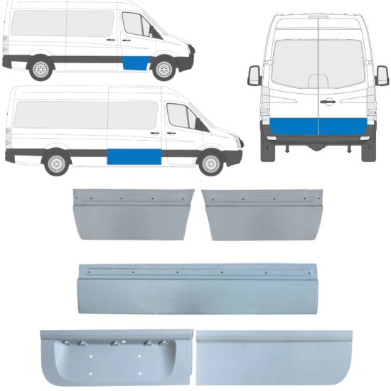Opravný plech vonkajších dverí pre Volkswagen Crafter 2005-2017 / Ľavá+Pravá / Sada 14206