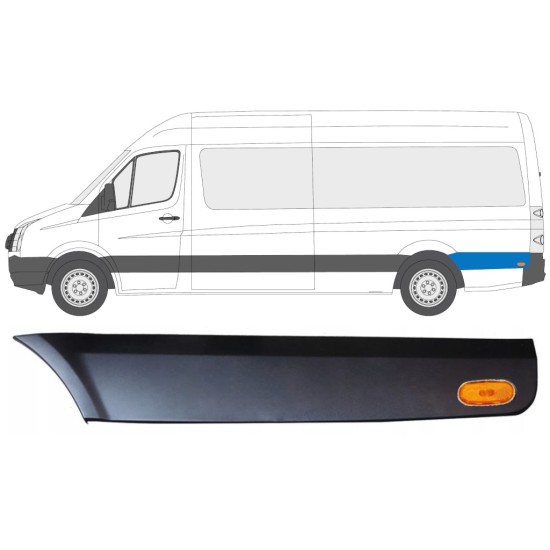 Bočná lišta zadného blatníka za kolesom s lampou pre Volkswagen Crafter 2005-2017 / Ľavý / Sada 13996