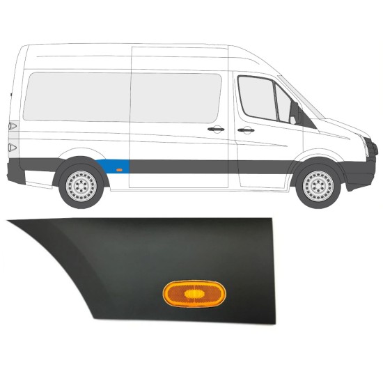 Bočná lišta zadného blatníka so svetlom pre Volkswagen Crafter 2005-2017 / Pravá / Sada 14088