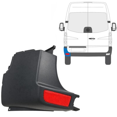 Roh zadného nárazníka s odrazkou pre Volkswagen Crafter 2005-2017 / Ľavý / Sada 15552