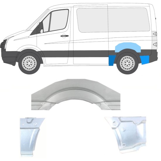 Lem zadného blatníka pre Volkswagen Crafter 2005-2017 / Ľavý / Sada 14205