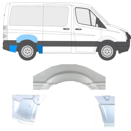 Lem zadného blatníka pre Volkswagen Crafter 2005-2017 / Pravá / Sada 14204