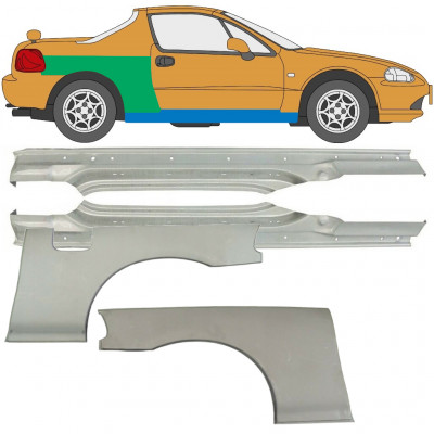 Opravný plech prahu + zadného blatníka pre Honda Civic CRX Del Sol 1992-1998 / Sada 9519