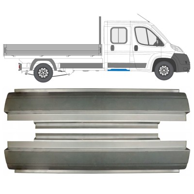 Opravný plech zadného prahu pre Fiat Ducato 2006-2014 / Ľavá+Pravá / Dvojitá kabína / Sada 14565