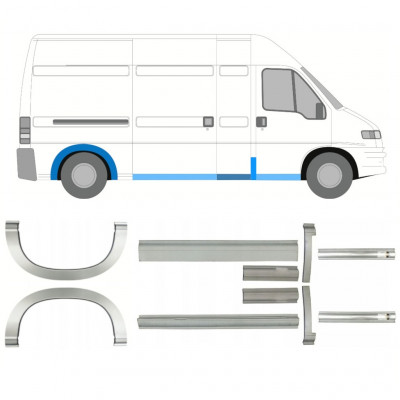 Opravný plech prahu + zadného blatníka pre Fiat Ducato Boxer Relay 1994-2006 / LWB / Sada 11518