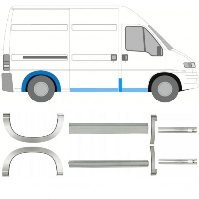 Opravný plech prahu + zadného blatníka pre Fiat Ducato Boxer Relay 1994-2006 / MWB / Sada 11517