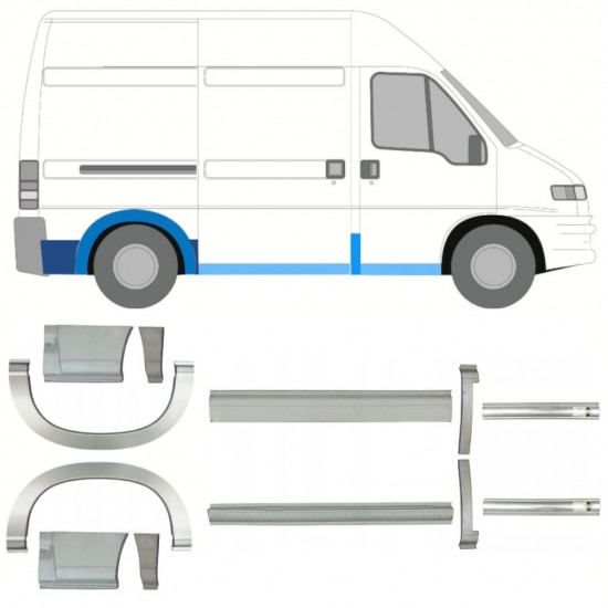 Opravný plech prahu + zadného blatníka pre Fiat Ducato Boxer Relay 1994-2006 / SWB / Sada 11522