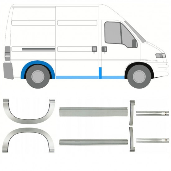 Opravný plech prahu + zadného blatníka pre Fiat Ducato Boxer Relay 1994-2006 / SWB / Sada 11516