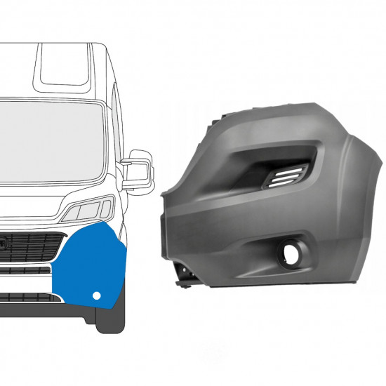 Roh predného nárazníka s otvorom pre Fiat Ducato 2014-2018 / Ľavý 9040