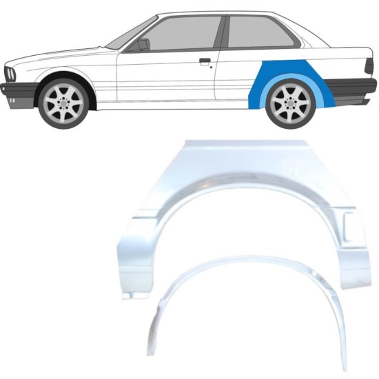 Opravný plech vnútorného + vonkajšieho zadného blatníka pre BMW 3 E30 1987-1994 / Ľavý / Sada 10852