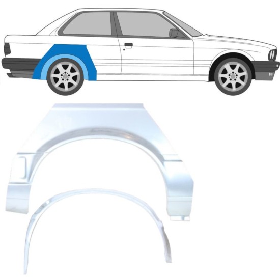 Opravný plech vnútorného + vonkajšieho zadného blatníka pre BMW 3 E30 1987-1994 / Pravá / Sada 10851