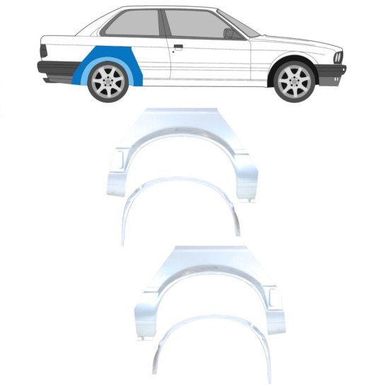 Opravný plech vnútorného + vonkajšieho zadného blatníka pre BMW 3 E30 1987-1994 / Sada 10853