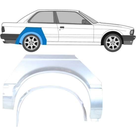 Opravný plech vnútorného + vonkajšieho zadného blatníka pre BMW 3 E30 1982-1987 / Pravá / Sada 10848