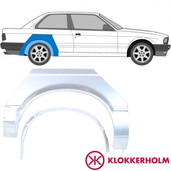 Opravný plech vnútorného + vonkajšieho zadného blatníka pre BMW 3 E30 1982-1987 / Pravá / Sada 10848