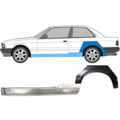 Celý prah + opravný plech zadného blatníka pre BMW 3 E30 1982-1987 / Ľavý / Sada 11235