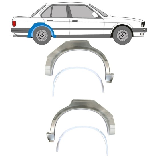 Opravný plech vnútorného + vonkajšieho zadného blatníka pre BMW 3 E30 1982-1987 / Sada 10859