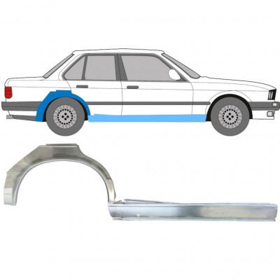 Opravný plech prahu + zadného blatníka pre BMW 3 E30 1982-1987 / Pravá / Sada 11237