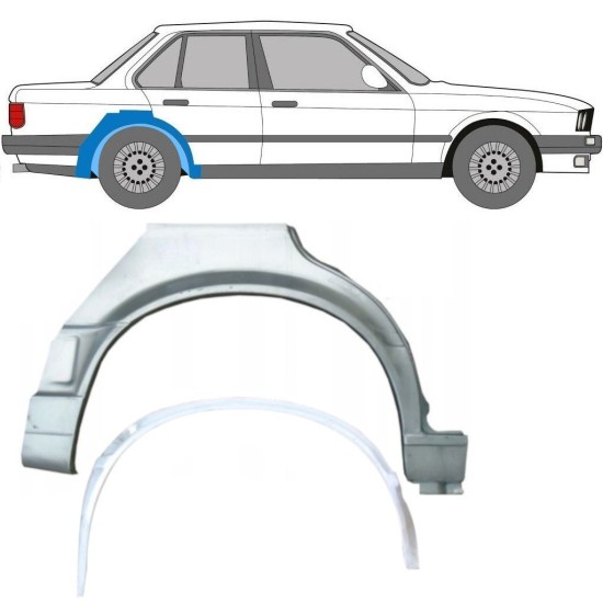 Opravný plech vnútorného + vonkajšieho zadného blatníka pre BMW 3 E30 1987-1994 / Pravá / Sada 10860