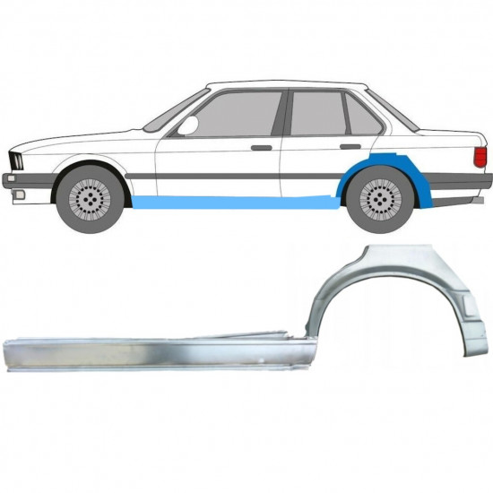 Opravný plech prahu + zadného blatníka pre BMW 3 E30 1987-1994 / Ľavý / Sada 11241