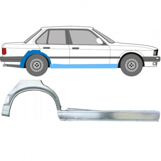 Opravný plech prahu + zadného blatníka pre BMW 3 E30 1987-1994 / Pravá / Sada 11240