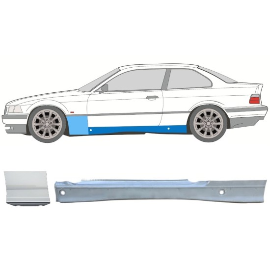 Kompletný prah + opravný plech predného blatníka pre BMW 3 E36 1990-2000 / Ľavý / COUPE / Sada 17022