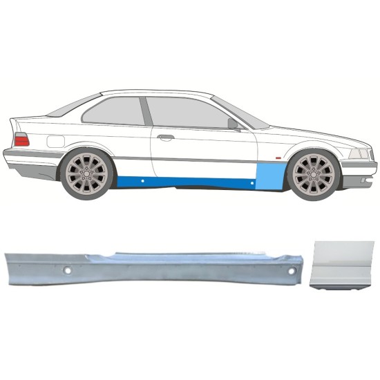 Kompletný prah + opravný plech predného blatníka pre BMW 3 E36 1990-2000 / Pravá / COUPE / Sada 17021