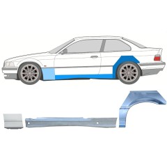 Opravný plech prahu + predného blatníka + zadného blatníka pre BMW 3 E36 1990-2000 / Ľavý / COUPE / Sada 17026