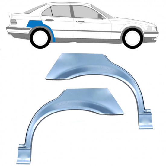 Lem zadného blatníka pre BMW 3 E36 1990-2000  / Ľavá+Pravá / SEDAN / Sada 6393