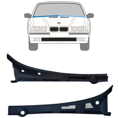 Opravný plech pod predné sklo pre BMW 3 E36 1990-2000 / Ľavá+Pravá / COMBI / SEDAN / COMPACT / Sada 16900