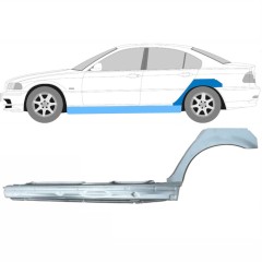 Celý prah + opravný plech zadného blatníka pre BMW 3 E46 1998-2006 / Ľavý / Sada 11244
